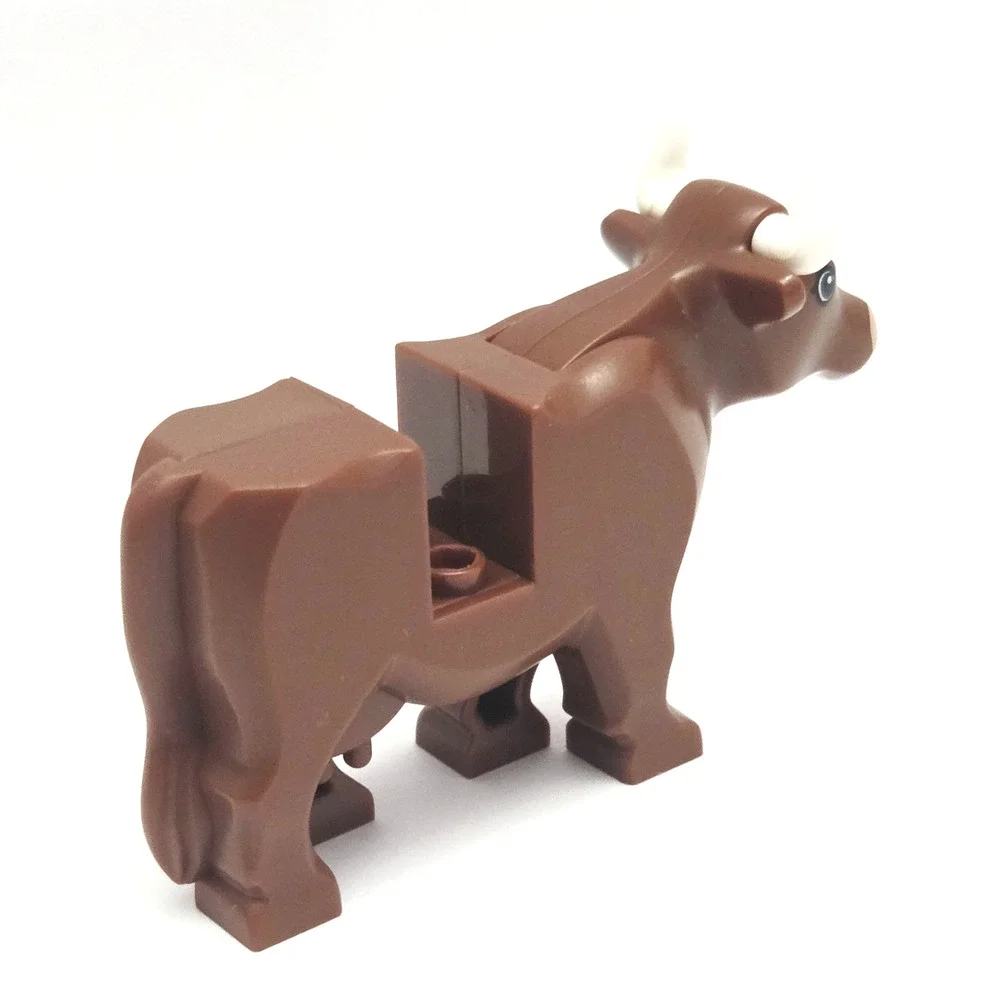 Lego Reddish Brown Cows w/ Short Horns Lot of 2 Cow Farm Barnyard Castle Animals